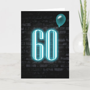 60:e födelsedag Neon-signatur på brick Kort