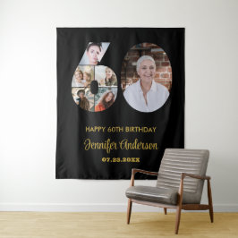 60:e födelsedag nummer 60 Fotokollage Modern svart
