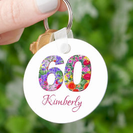 60:e födelsedag - nyckelkedja för blommar för blom nyckelring