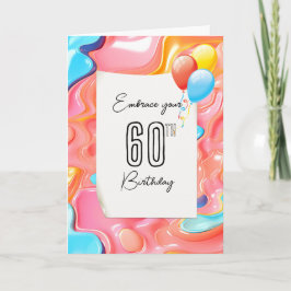 60:e födelsedag Psychedelic 3D-Abstrakt Kort