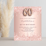 60:e födelsedag ro guld glitter flygblad<br><div class="desc">Observera att inbjudan är papper och mycket tunn. Kuvert ingår inte. Om du vill ha mer omfattande inbjudningar (samma design) kan du besöka vår butik. En modern, snyggt och glamorös inbjudan till en 60:e födelsedagsfest. En faux ro guld-metallisk bakgrund tittar med elegant faux guld glitter drop, målardropp. Namn är skrivet...</div>