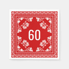 60:e födelsedag Röda Bandana Pappersservett