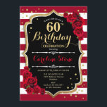 60:e födelsedag - Röda Guld Svarta vita Rand Ro Inbjudningar<br><div class="desc">60:e födelsedagsinbjudan Elegant marsala vin röd svart vit design med faux glitter guld. Mörk Red rand med ro. Perfekt för ett elegant födelsedagsfest.</div>