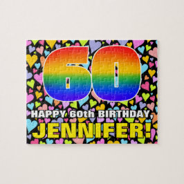 60:e födelsedag - Roligt, hjärtklappning + "60" Pussel