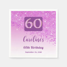 60:e födelsedag Söt Rosa Glitter Napkins Pappersservett