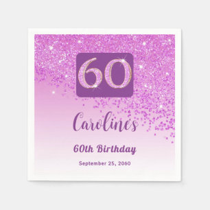 60:e födelsedag Söt Rosa Glitter Napkins Pappersservett