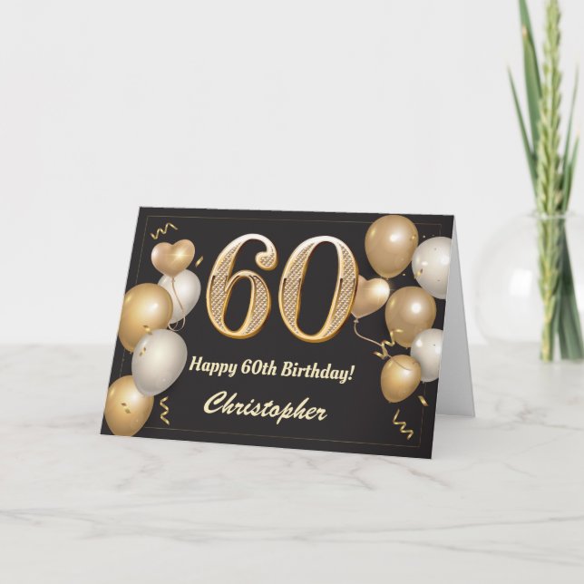 60:e födelsedag: Svart och Guld Kort (Framsida)
