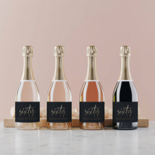 60:e födelsedag Svart och guld-skript, modernt min