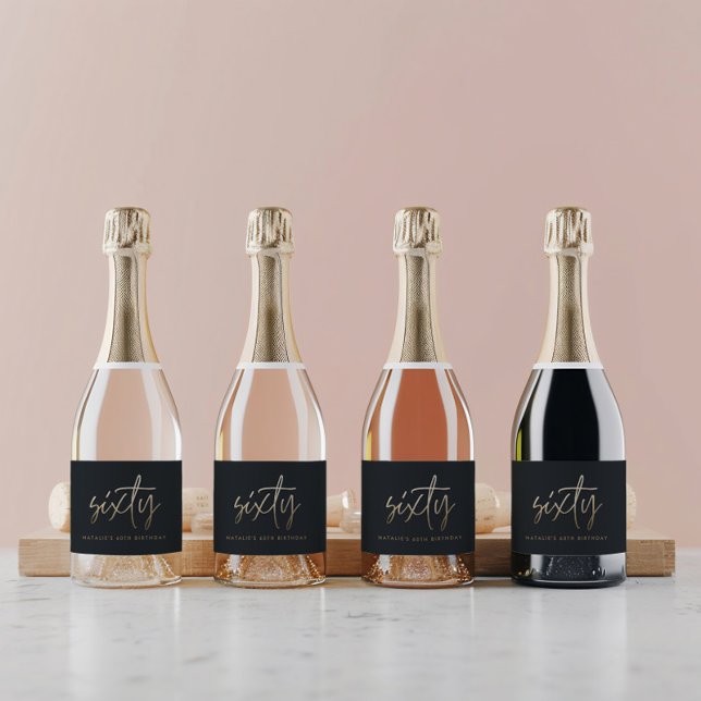 60:e födelsedag Svart och guld-skript, modernt min (Skapare uppladdad)