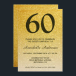 60:e födelsedag Svarta Glitter-Gnistran Guld Inbjudningar<br><div class="desc">Fira din födelsedag med den här Glam Snyggt Classic Elegant Black Gult Guld Gnistra Birthday Card-inbjudan.</div>