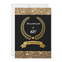 60:e födelsedag Svarta Guld Glitter Elegant Party
