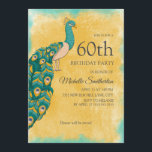 60:e födelsedag Teal Gult Watercolor Peacock Inbjudningar<br><div class="desc">60:e födelsedagsfest inbjudan med en teal och gult-påk på gultens vattenfärgsbakgrund. Text är anpassade så att inbjudan kan anpassas för alla åldrar.</div>