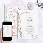 60:e födelsedag Trendig Elegant Wildblomma Blommig Inbjudningar<br><div class="desc">Högtidlighålla 60-årsdagen i stil med denna fantastiska 60:e födelsedagsinbjudan till Trendiget Elegant Wildblomma Blommigt bjudande in! Med en elegant ram av vackra vildblommor med vattenfärg skapar den perfektens inställning för att hedra detta speciella tillfälle. Dessutom kan du anpassa inbjudan med personlig information skriven i modern handskriven kalligrafi. Som extra bonus...</div>