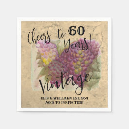 60:e födelsedag Vintage Vattenfärg Vin Thmet Pappersservett