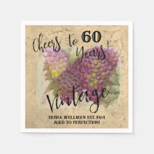 60:e födelsedag Vintage Vattenfärg Vin Thmet Pappersservett