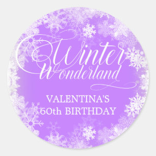 60:e födelsedag Vinter Wonderland Snowflake Favor Runt Klistermärke