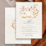 60:e födelsedag Vita Pumpkin Höst löv Elegant Inbjudningar<br><div class="desc">Vita pumpor från eleganten är inkapslade i röda löv,  orange och sage grönt och vilda blommor.</div>