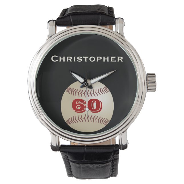 60:e födelsedag Wrist Watch, Personlig, Baseball Armbandsur (Framsida)