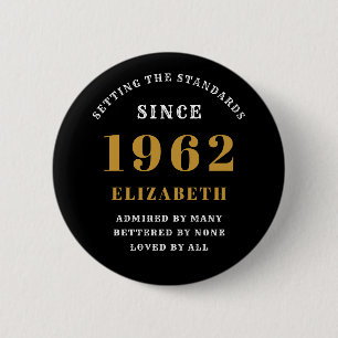 60:e födelsedagen 1962 Elegant Black Guld Knapp