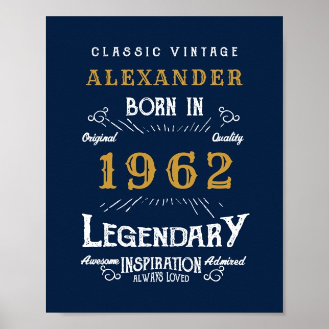 60:e födelsedagen 1962 Lägg till Namn Legendary Bl Poster (Framsidan)