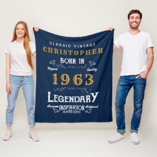 60:e födelsedagen 1963 Lägg till Namn Legend Retro Fleecefilt