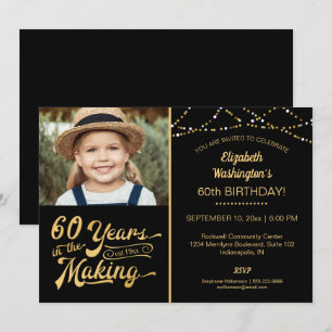 60:e födelsedagen 60 ÅR I SKAPAR Svarta & Guld Inbjudningar