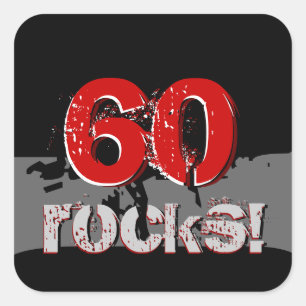 60:e födelsedagen - 60 Sten! Grunge Red and Black Fyrkantigt Klistermärke