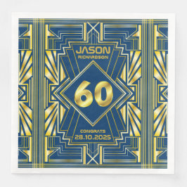 60:e födelsedagen Art Deco Guld Blue Underbar Gats Pappersservett