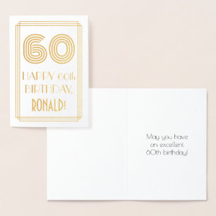 60:e födelsedagen - Art Deco Inspired Titta "60" o Folierat Kort