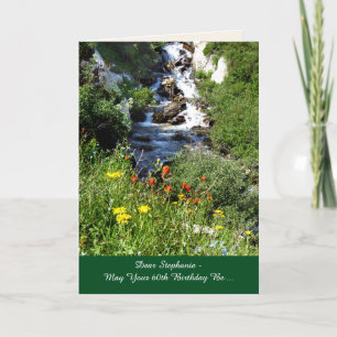 60:e födelsedagen Äventyr Waterfall med Wildblommo Kort