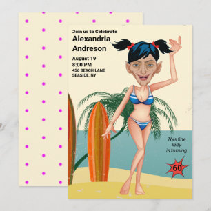 60:e födelsedagen 🎉 Beach Bikini Party Inbjudningar