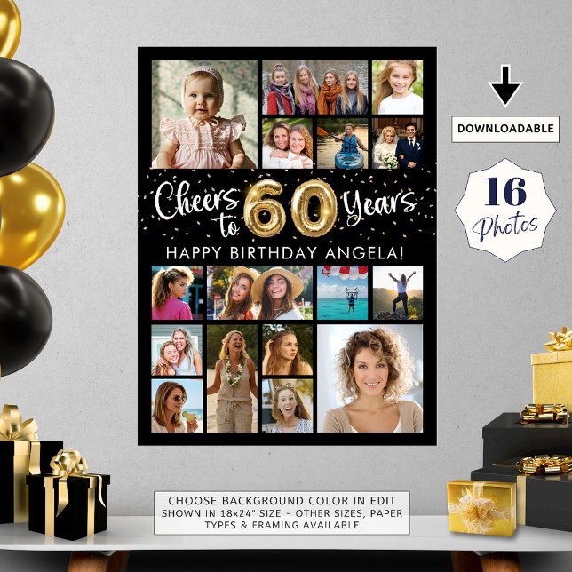 60:e födelsedagen Black Guld 16 fotoboers i år Poster (Skapare uppladdad)