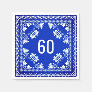 60:e födelsedagen Blue Bandana Pappersservett