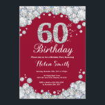 60:e födelsedagen Burgundy Red och Silver Diamond Inbjudningar<br><div class="desc">60:e födelsedagsinbjudan. Burgundy Red och Silver Rhinestone Diamond. Elegant Birthday Bash inbjudan. Vuxen Birthday. Kvinnor på födelsedagen. Manar födelsedag. Om du vill göra ytterligare anpassningar klickar du på knappen "Anpassa" och användor verktyg som är utformat för att ändra mallen.</div>