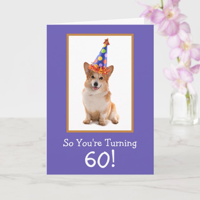 60:e födelsedagen Corgi Firande Kort (Orkide)