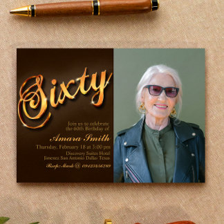 60:e födelsedagen för kvinnor med Bild Inbjudningar