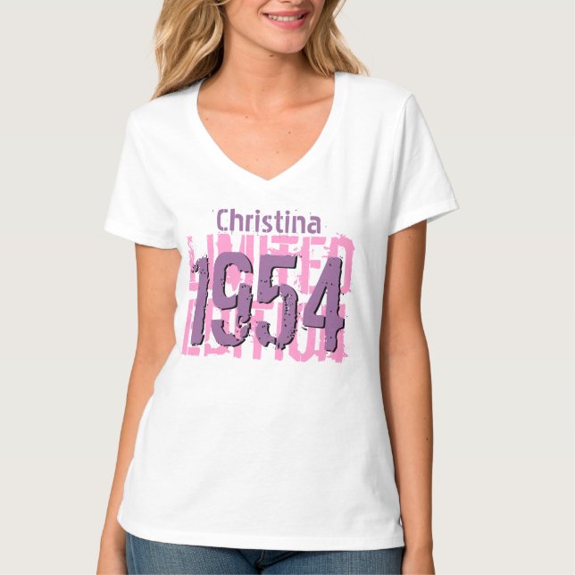 60:e födelsedagen Gift 1954 Begränsadare utgåva V6 Tee Shirt (Framsida)