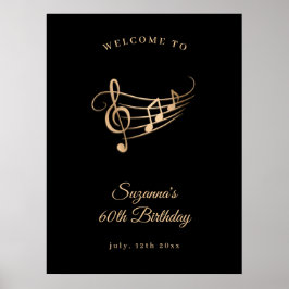60:e födelsedagen Guld Musik noter Elegant Poster
