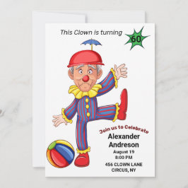 60:e födelsedagen Manar Funny Clown Epic Fantastis Inbjudningar