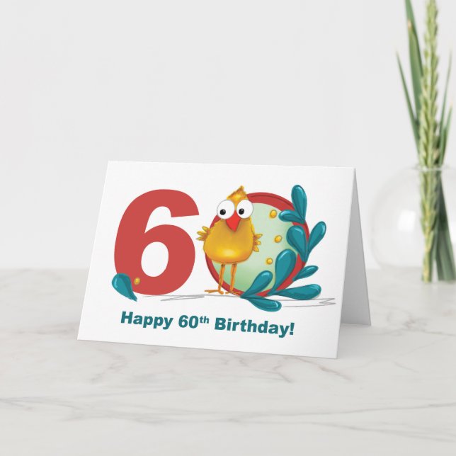 60:e födelsedagen med Funny Bird och Gren Kort (Framsida)