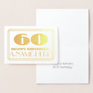 60:e födelsedagen; Namn + Art Deco Inspired ser "6 Folierat Kort