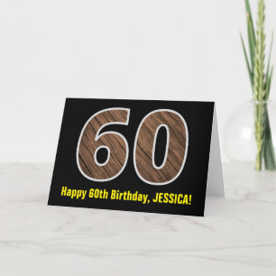 60:e födelsedagen: Namn + Faux Wood Grain Mönster Kort