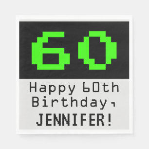 60:e födelsedagen - Nerdy/Geeky Stil "60" & Namn Pappersservett