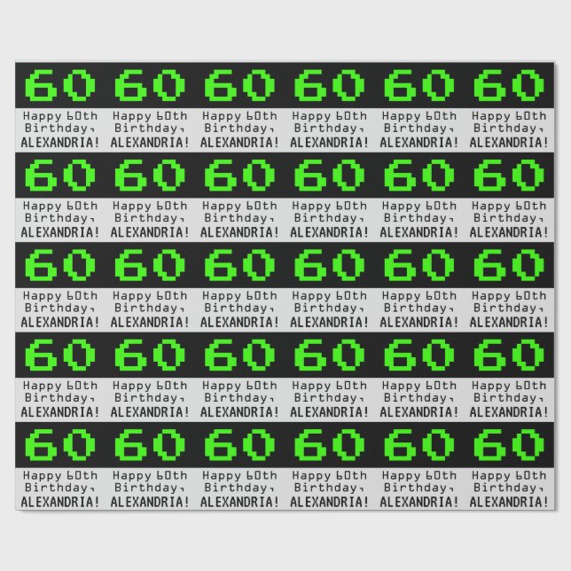 60:e födelsedagen - Nerdy/Geeky Stil "60" och Namn Presentpapper (Platt)