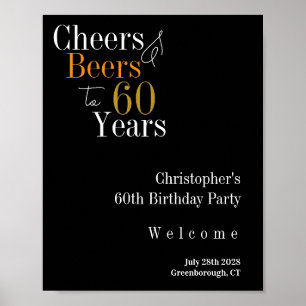 60:e födelsedagen och Öl Party Välkomsthälsa Poster