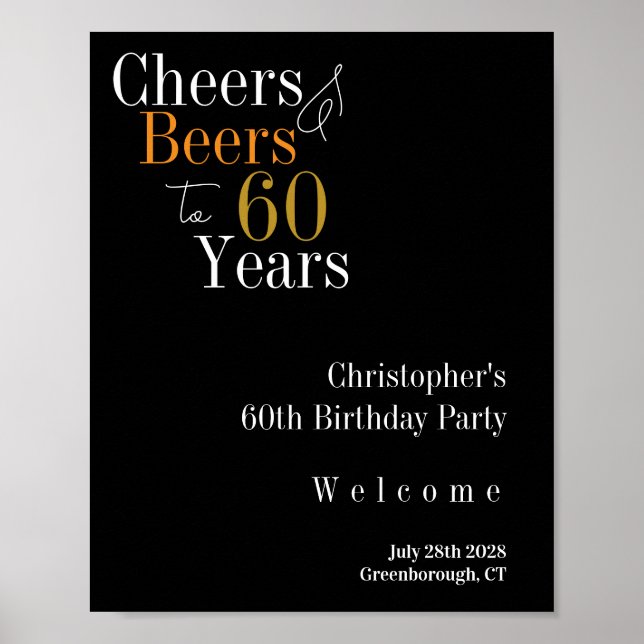 60:e födelsedagen och Öl Party Välkomsthälsa Poster (Framsidan)