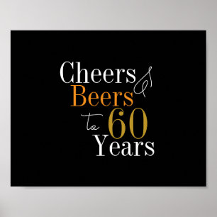 60:e födelsedagen Öl och Cheers Black Guld Party Poster