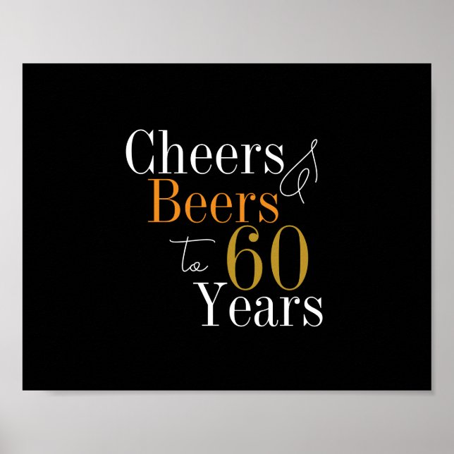 60:e födelsedagen Öl och Cheers Black Guld Party Poster (Framsidan)
