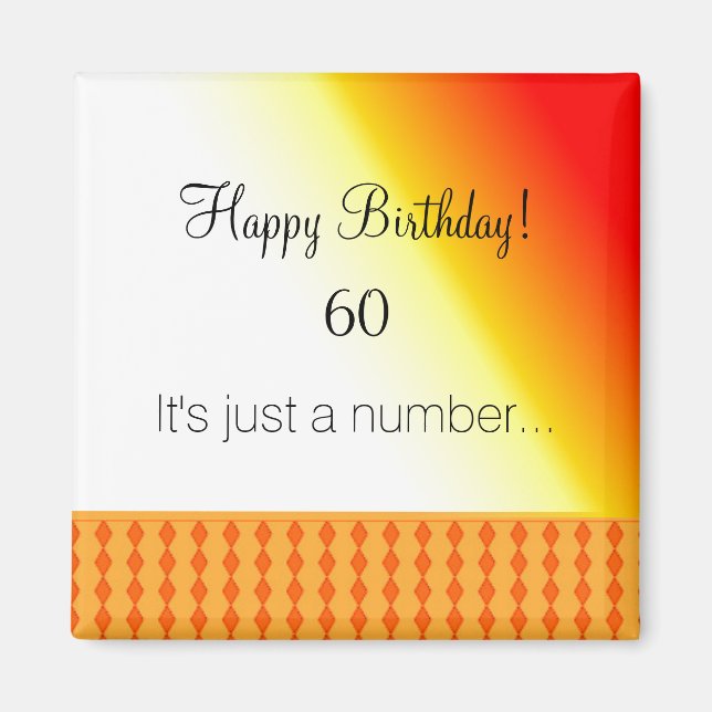 60:e födelsedagen Orange Mönster Magnet (Framsidan)