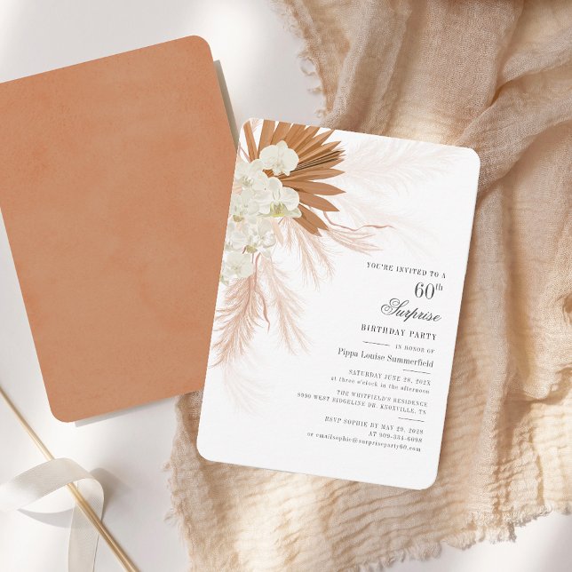 60:e födelsedagen Pampas Grass Party Inbjudningar (60th Birthday Pampas Grass Party Invitation)